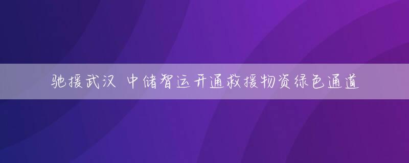 驰援武汉 中储智运开通救援物资绿色通道